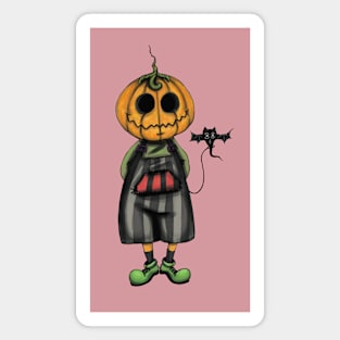 Pumpkin boy with a bat Magnet